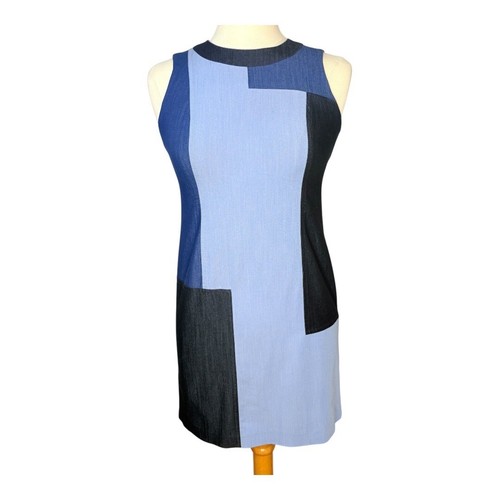 Vestido recto Calvin Klein bloque de color denim sin mangas azul de carrera para mujer talla 4P - Imagen 5 de 10