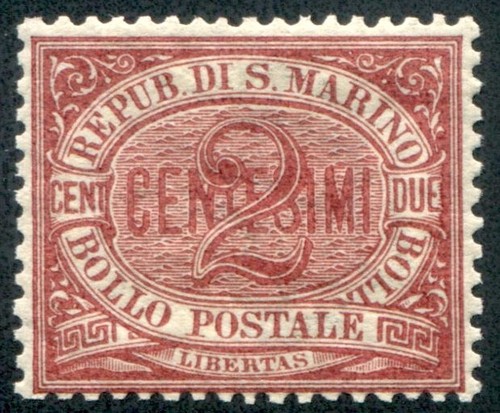 1894/9 San Marino 2 Cent. karmin postfrisch zentriert intakt spl MNH **
