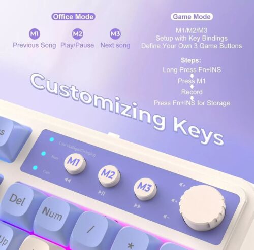 Aula S99 Wireless Gaming Keyboard RGB Backlit Multi Media Knob for PC MAC XBOX - Picture 4 of 11
