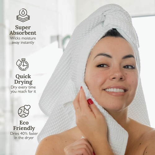 Waffle Towel Set Quick Dry Thin | 2 Bath Towels | 2 Hand Towels | 2 Washcloth... - Picture 5 of 9