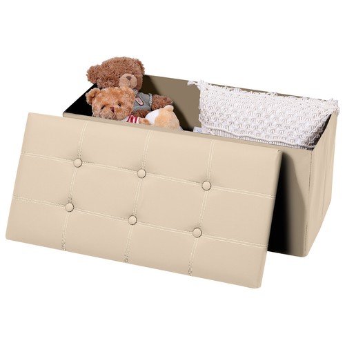 Folding Storage Ottoman Bench 30" Faux Leather Footrest for Bedroom Entryway - Picture 21 of 45