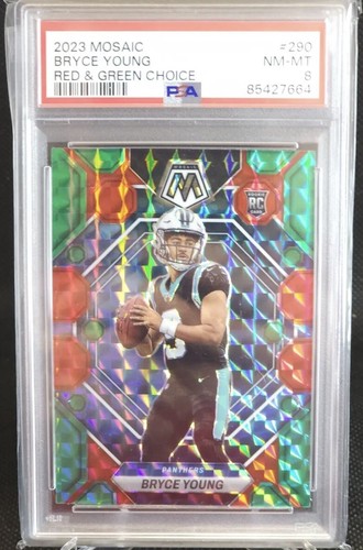 2023 Mosaic NFL Bryce Young RC #290 Red & Green Choice Prizm Rookie PSA 8 NM-MT - Picture 3 of 4