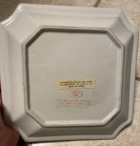 Piatto decorativo in porcellana con foglie autunnali bordo tono oro 8" - Foto 3 di 4
