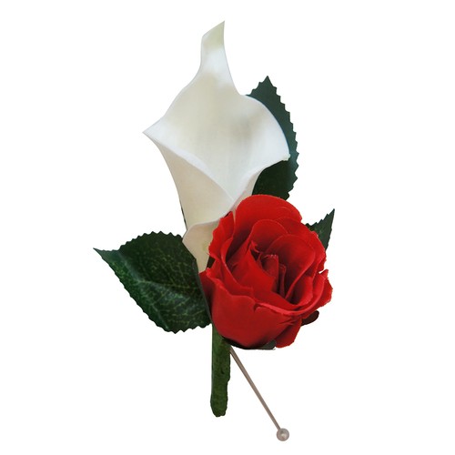 *Pick Rose Color* Real Touch Calla lily Silk Rose boutonniere-pin included - Picture 11 of 24
