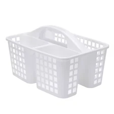 Bath Bliss Organizer Storage Basket W/ Handle 3-compartment Easy to Carry -White