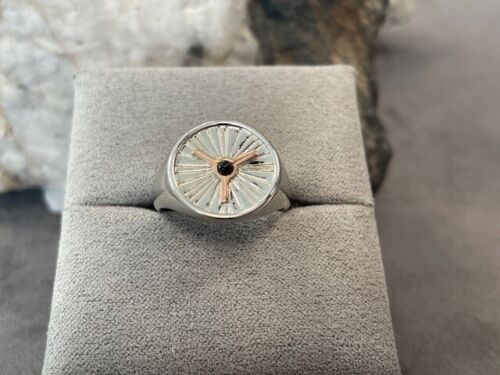 Clogau Welsh Silver & 9ct Rose Gold Yr Wyddfa Summit Signet Ring Size P £140 off - Picture 13 of 14