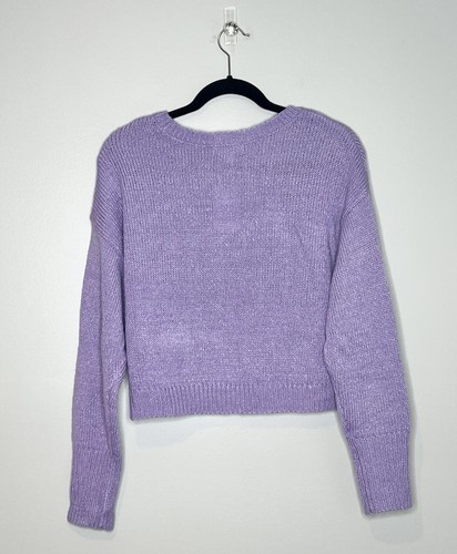 NWT BP Purple Veronica V Neck Knit Long Sleeve Sweater Size Medium - Picture 3 of 7