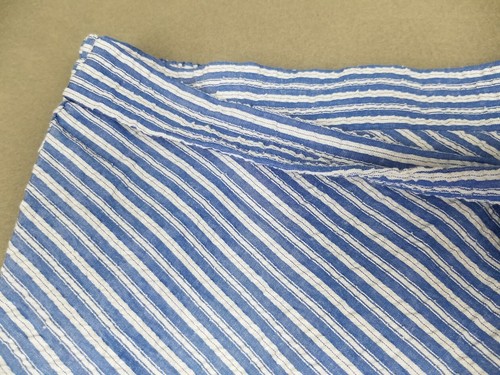 Westport Skirt L Seersucker Chevron Pull on A Line Blue Tie Front Midi Coastal - Picture 5 of 19