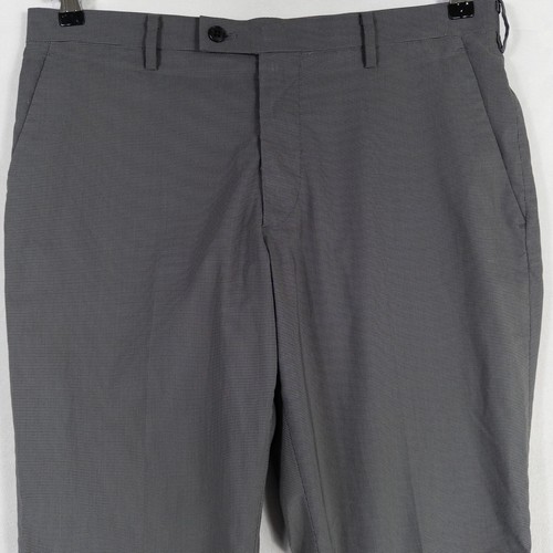 Pantalones Uniqlo Para Hombres 33 x 34 Gris Pata de Gallo Vestido Pantalones Frente Plano Ajustado Recto - Imagen 2 de 9