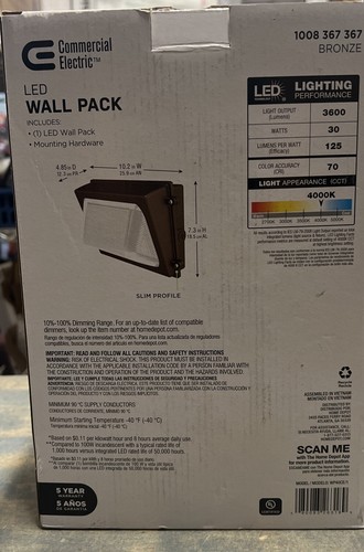 Wall Pack LED Bronze Dämmerungslicht integriert 4000K kommerziell elektrisch - Bild 2 von 3