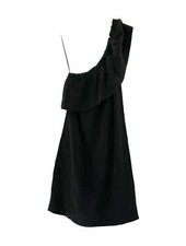 MADEWELL dress size 0 black silk one shoulder ruffle mini dress