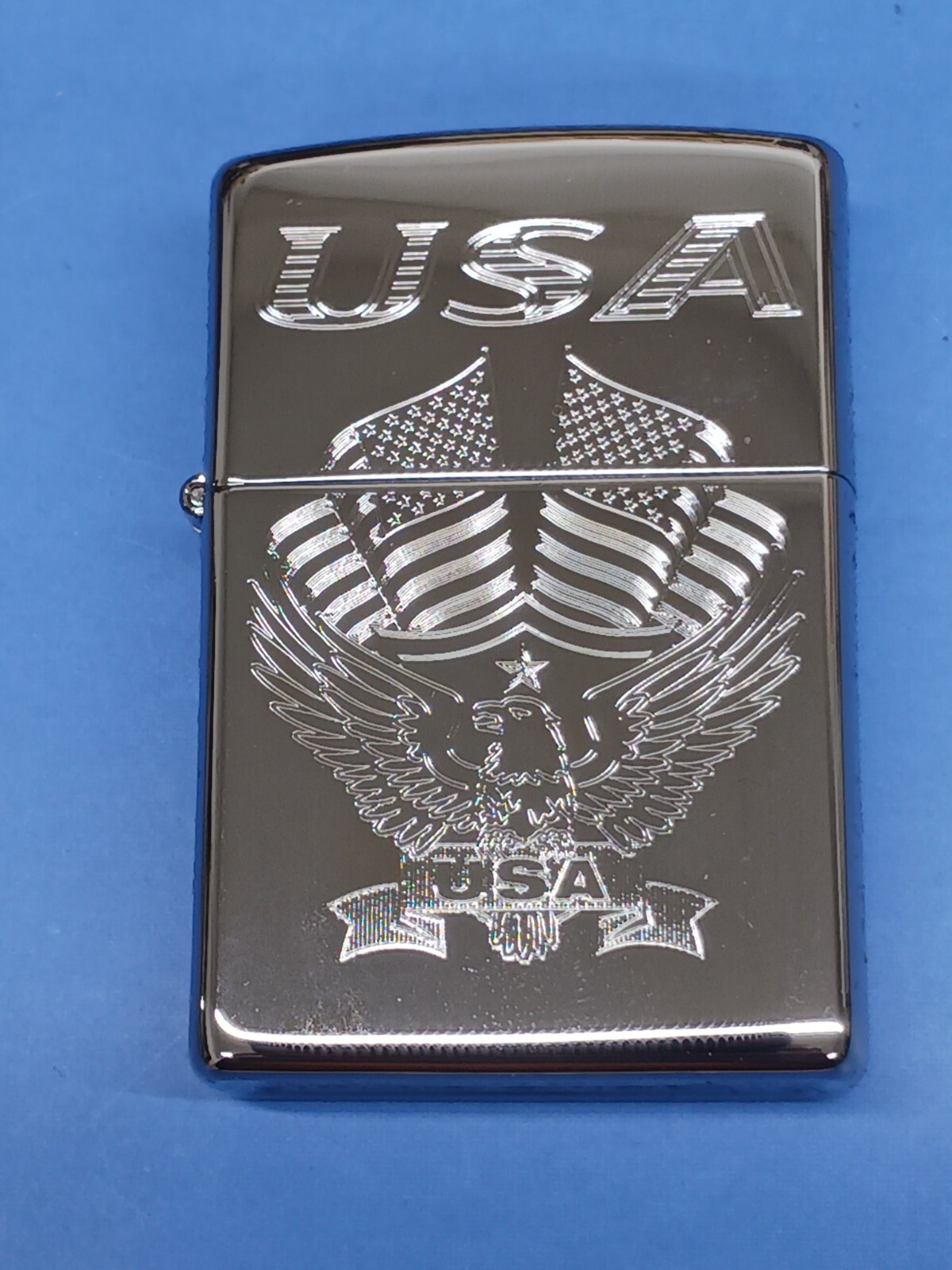 Zippo 250 Eagle Flag USA High Polish Chrome 250-03199