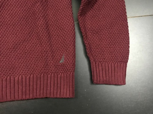 NAUTICA SOLID BURGUNDY 100% COTTON 1/2 ZIP DESIGNER SWEATER SIZE: XLARGE *NWT - Picture 3 of 5