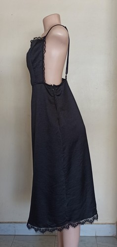 Free People Damen schwarz Spitzenbesatz Seitenschlitz Slip Kleid Größe US 6 - Bild 2 von 11