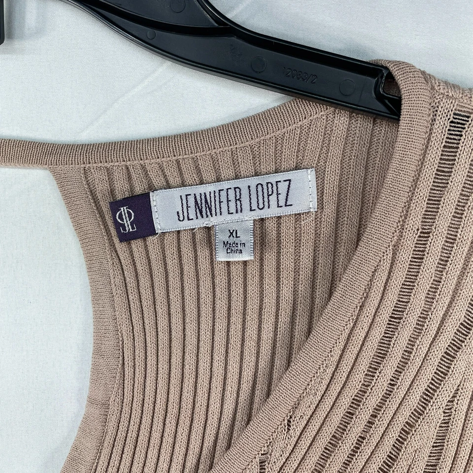 Blusa Jennifer Lopez Mujer Talla XL Tostada Cuello en V Dolman Manga Larga Acanalada Foto 3 de 4