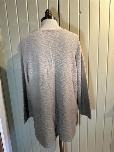 Habitat Sweater Womens Large Beige Ombre Long Sleeve Dip Dye V Neck Top Casual - Picture 2 of 4
