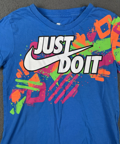 Nike Short Sleeve T-Shirt Youth 4 4T Blue Just Do It Neon Thrill Seeker Colorful - Picture 3 of 9