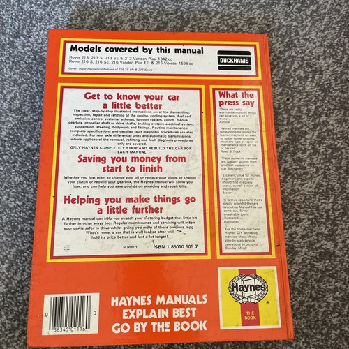 Rover 213 & 216 1984 to 1988 Haynes Manual repair workshop owners manual - Picture 2 of 2