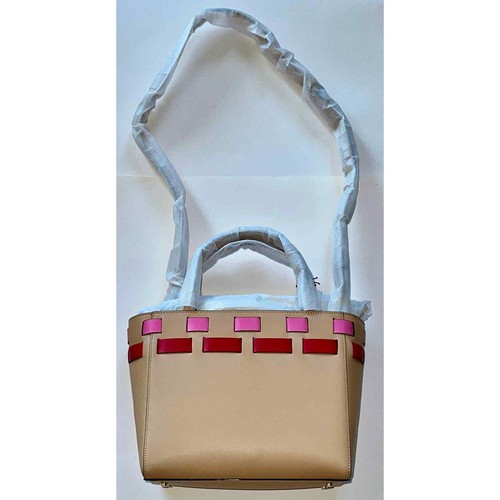 Frances Valentine Henry Basketweave Tote ~ Natural (Tan, Pink, Red) - Picture 7 of 9