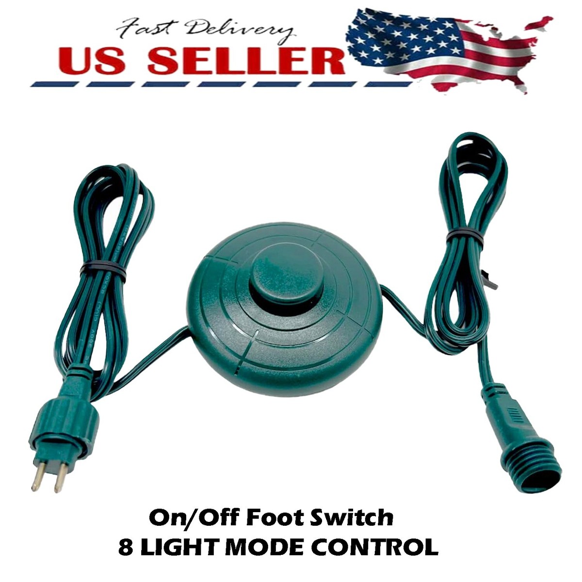 Christmas Tree Power Cord Foot Switch 8 Light Mode 1/2in for