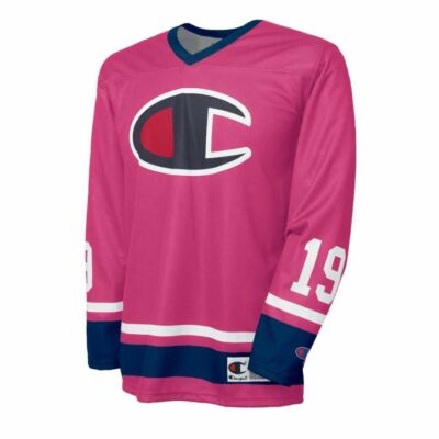 NWT Champion Teal Big Logo Long Sleeve Hockey Jersey Mens Size Large