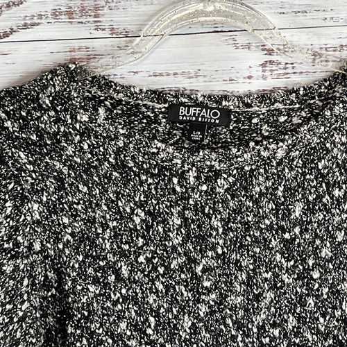 BUFFALO David Bitton Sweater Womens L Black White Popcorn Long Sleeve Crew Neck - Picture 3 of 14