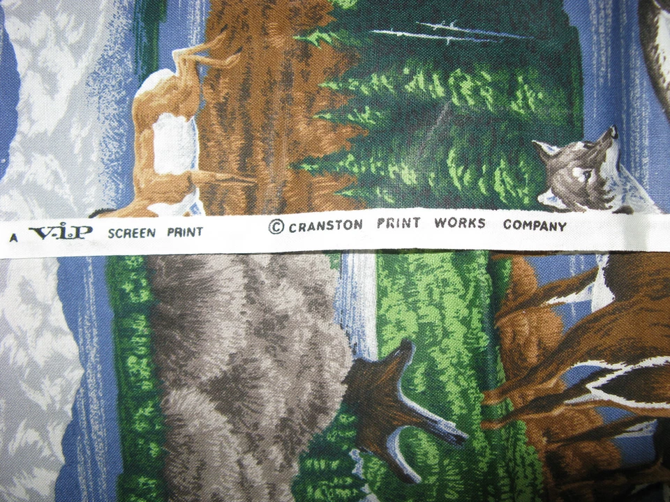 Raro estampado de algodón de vida silvestre de Alaska V.I.P. Tela Cranston 44" de ancho Foto 3 de 4