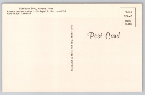 Handgefertigte Möbel im Möbelgeschäft in Amana Iowa Postkarte - Bild 2 von 2