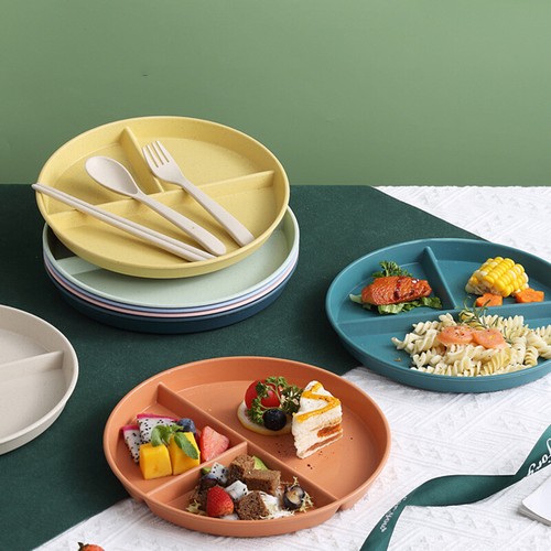 3 Compartment Food Serving Tray Eco-Friendly Wheat Straw Lunch Dinner Plate Tray - Picture 2 of 32