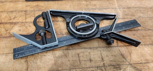 Vintage Sears Craftsman USA 12” Combination Square 3961 Protractor center head - Picture 9 of 10