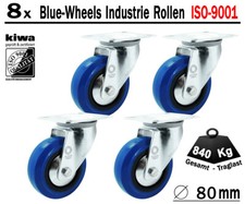 Blue Wheels Industrie Transport Lenk Rollen 8 x Ø 80mm Le-Le / BS-Rollen Germany