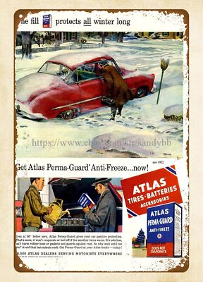 reproductions wall plaque 1952 Atlas Perma-Guard Anti-Freeze metal tin sign