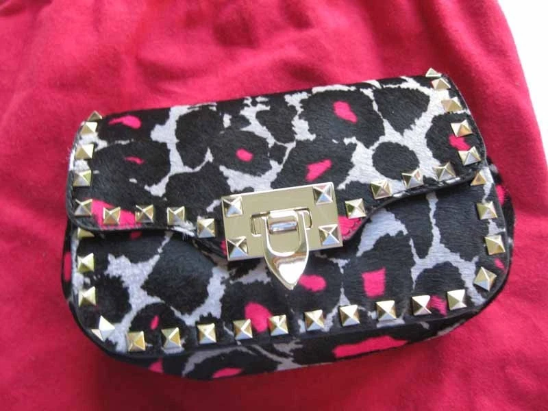 taske Spytte craft Valentino AUTH NEW Rockstud Pink Black Leopard Mini Crossbody Shoulder Flap  Bag | eBay