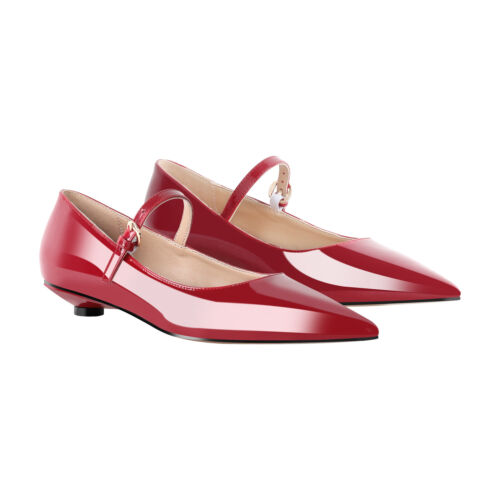 Damen-Pumps spitz zulaufend Lackleder Kätzchen Schnalle Tanzen bequeme Schuhe - Bild 24 von 34