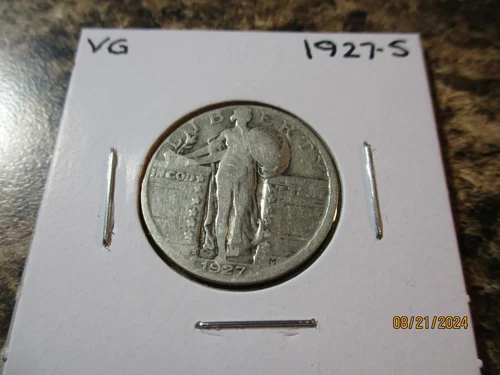 1927-S STANDING LIBERTY SILVER QUARTER VG   72