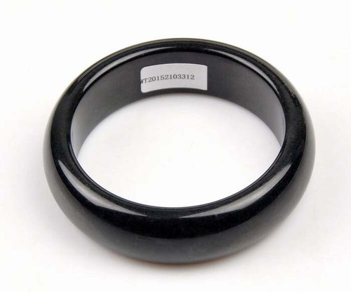 58mm Natural Black Nephrite Jade Bangle Bracelet w/ Certificate - Picture 1 of 7