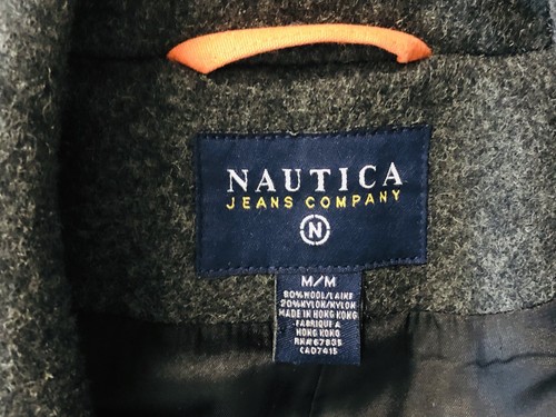 Nautica Jeans Company 80% Wool Trench Coat Sz M💖Casual Double Breasted - Picture 5 of 11