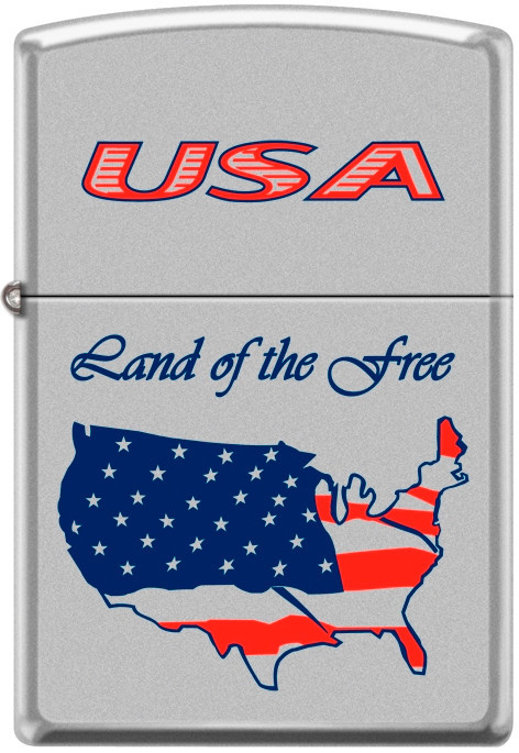 Zippo USA Flag Map LogoLand Of The Free Lighter Chrome RARE HARD 