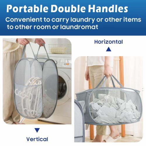 2tlg Pop Up Wäschekorb 75L Wäschetonne Klappbar Laundry Basket Aufbewahrungskorb - Bild 8 von 18