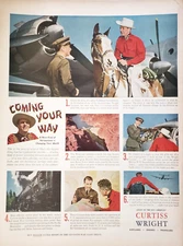 PRINT AD Curtiss Wright Airplanes Engines Propellers 1945 Lockheed Cowboy Horse