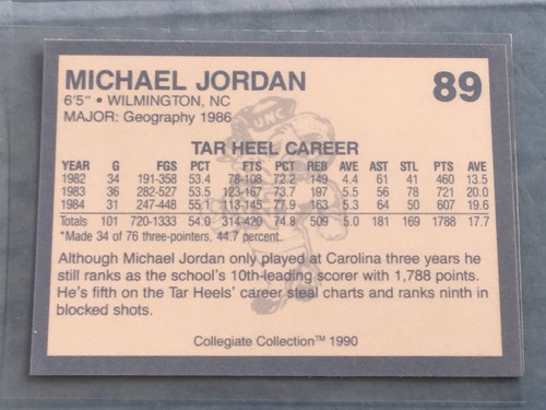 1990 Collegiate Collection #89 MICHAEL JORDAN | Sharp Pack-Fresh | UNC Bulls HOF - Foto 4 di 4