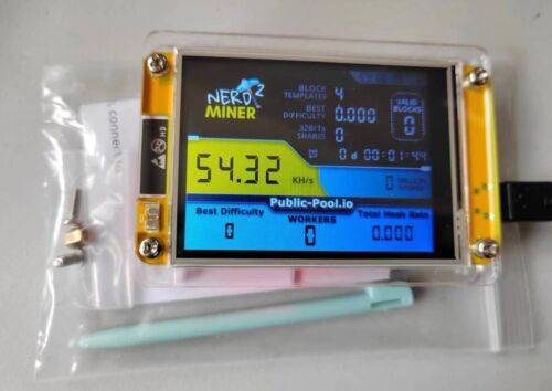 NerdMiner 2,8 pouces 54K hashrate mode solo machine de loterie nerd BTC Miner - Photo 1 sur 3