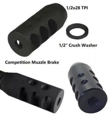 All Steel 1/2X28 TPI Compact Muzzle Brake For .223 5.56 With Free Crush Washer