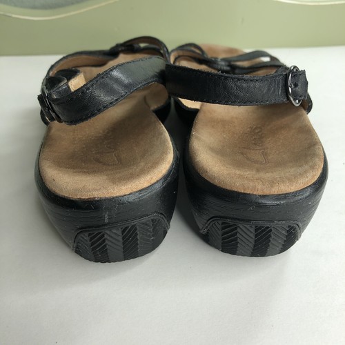 Clarks Sandals Wedges Heels Women Size 10M Black Leather Sling Back Comfort - Picture 9 of 11