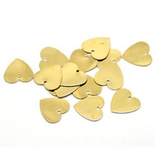 10 Heart Charms Stamping Blanks Brass Pendants Metal Stamping 13mm