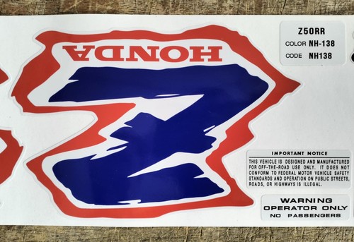 HONDA MONKEY Z50 Z50R 1994 STICKER GRAPHIC SET 12 PCS. DARKBLUE CLASSIC FREE SH. - Picture 6 of 9