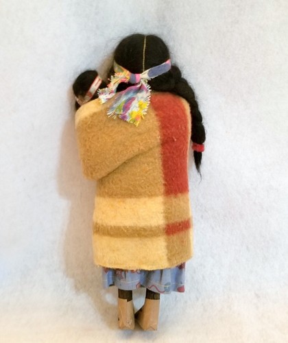 Antike 10,5 Zoll Stofftierkörper Holz Beine Mohair Mama & Papoose indische Skookum Puppe - Bild 4 von 8