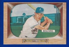 DON BOLLWEG athletics A'S 1955 BOWMAN #54 EXMINT SHARP CORNERS NO CREASES
