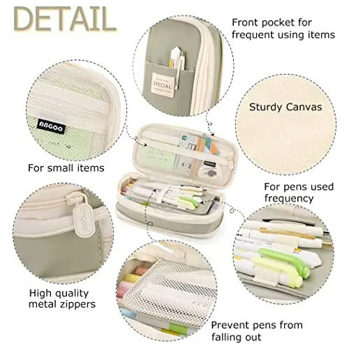 Large Capacity Pencil Cases Bag Pouch Holder Box For Girls Office Stationery - Picture 3 of 6