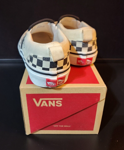 Zapatillas deportivas Vans Classic Asher sin cordones negras a cuadros talla 2 - Imagen 4 de 6